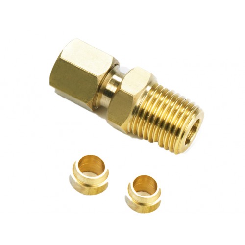 Compression Fitting ¼ NPT WITH 5 & 6MM Olive (0418)